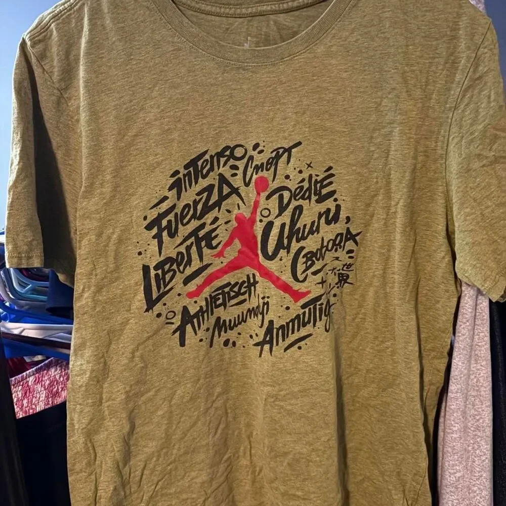 Jordan Men's Green and Khaki T-shirt
